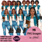 High School Teen Girl Clipart PNG | Diverse Teen Girls Clipart | Fashion Teen Girls | School Girl Graphics | Teenager PNG