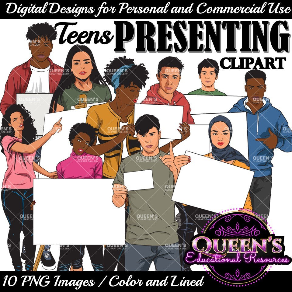 High School Teen Clipart Bundle | Teen Student Clipart | High School Students PNG | Diverse Teenagers Clipart