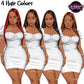 African American woman in dress clipart PNG featuring 4 hair color variations, a fitted mini dress, and transparent backgrounds.