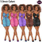 Black woman summer clipart featuring natural Afro hair and fashionable crop top and mini skirt outfits in blue, pink, purple, brown, and black.