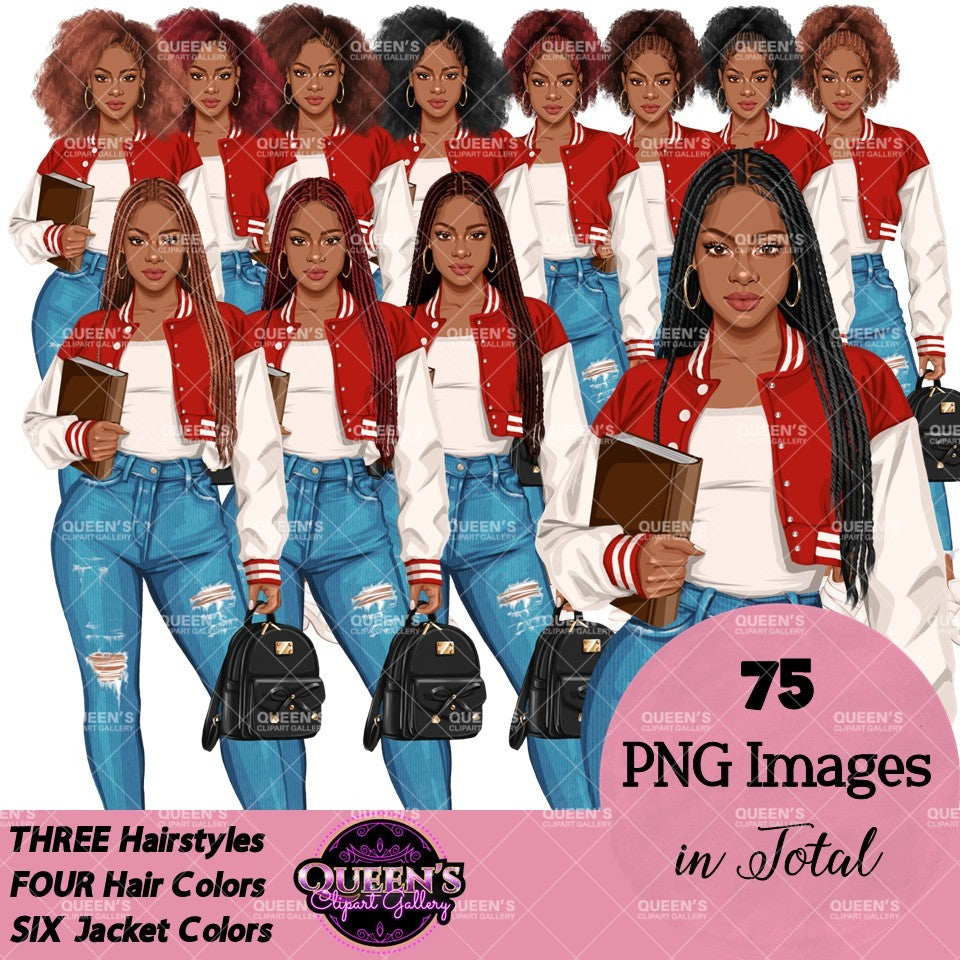 High School Teen Girl Clipart PNG | Diverse Teen Girls Clipart | Fashion Teen Girls | School Girl Graphics | Teenager PNG