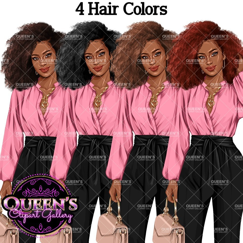 Boss Lady PNG Clipart Bundle | Stylish Business Women Clipart | Fashion Girl Graphics for Branding, Logos, Digital Products | African American Woman Clipart