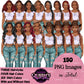 Fashion Woman Clipart Bundle PNG | Cowgirl Woman Clipart | Western Fashion Girls | Denim Fashion Illustration