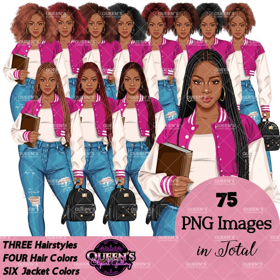 High School Teen Girl Clipart PNG | Diverse Teen Girls Clipart | Fashion Teen Girls | School Girl Graphics | Teenager PNG