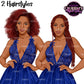 Lingerie African American woman clipart featuring 2 hairstyle variations with lace lingerie and transparent PNG backgrounds.