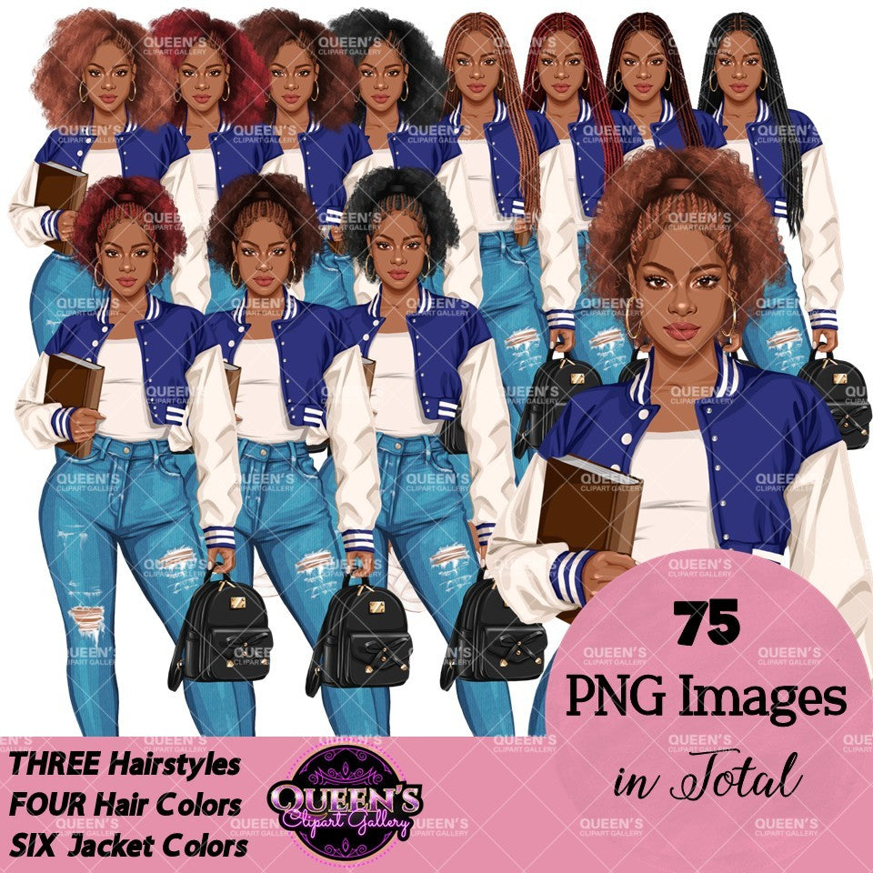 High School Teen Girl Clipart PNG | Diverse Teen Girls Clipart | Fashion Teen Girls | School Girl Graphics | Teenager PNG