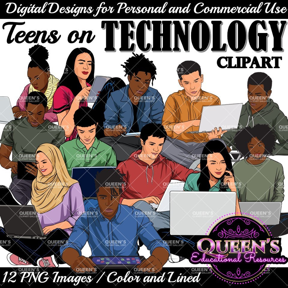 High School Teen Clipart Bundle | Teen Student Clipart | High School Students PNG | Diverse Teenagers Clipart