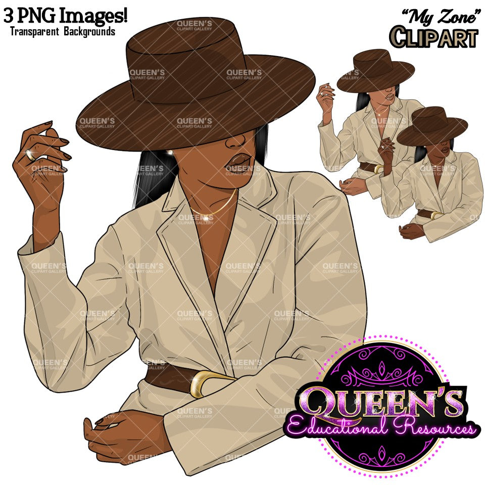 Afro Girl Clipart, Black Woman Clipart, African American Clipart, Black Queen Clipart, Girl Boss Clipart, Black Magic, Woman in Hat, Woman