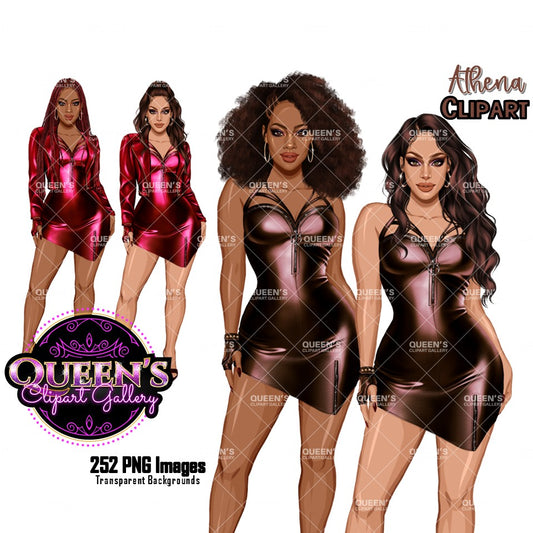Afro woman in leather dress, Girl boss, Lady boss, Black girl magic, Fashion girl clipart, Fashion illustration clipart, Curvy girl clipart