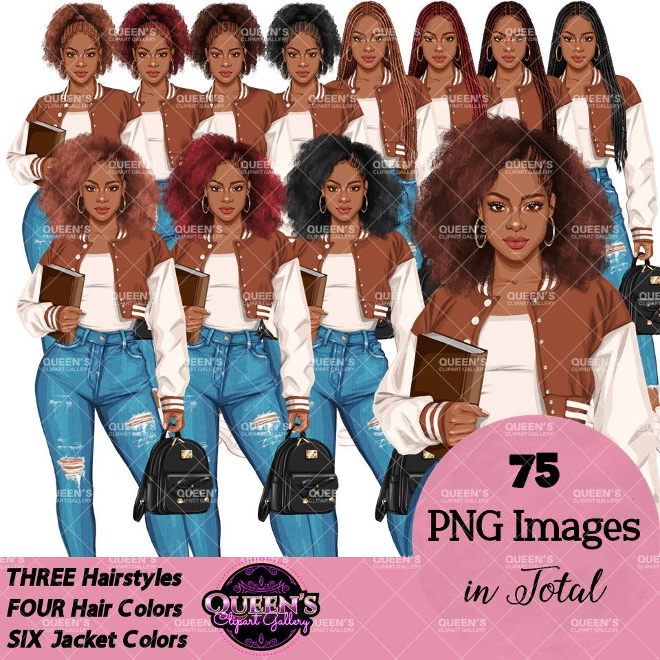 High School Teen Girl Clipart PNG | Diverse Teen Girls Clipart | Fashion Teen Girls | School Girl Graphics | Teenager PNG