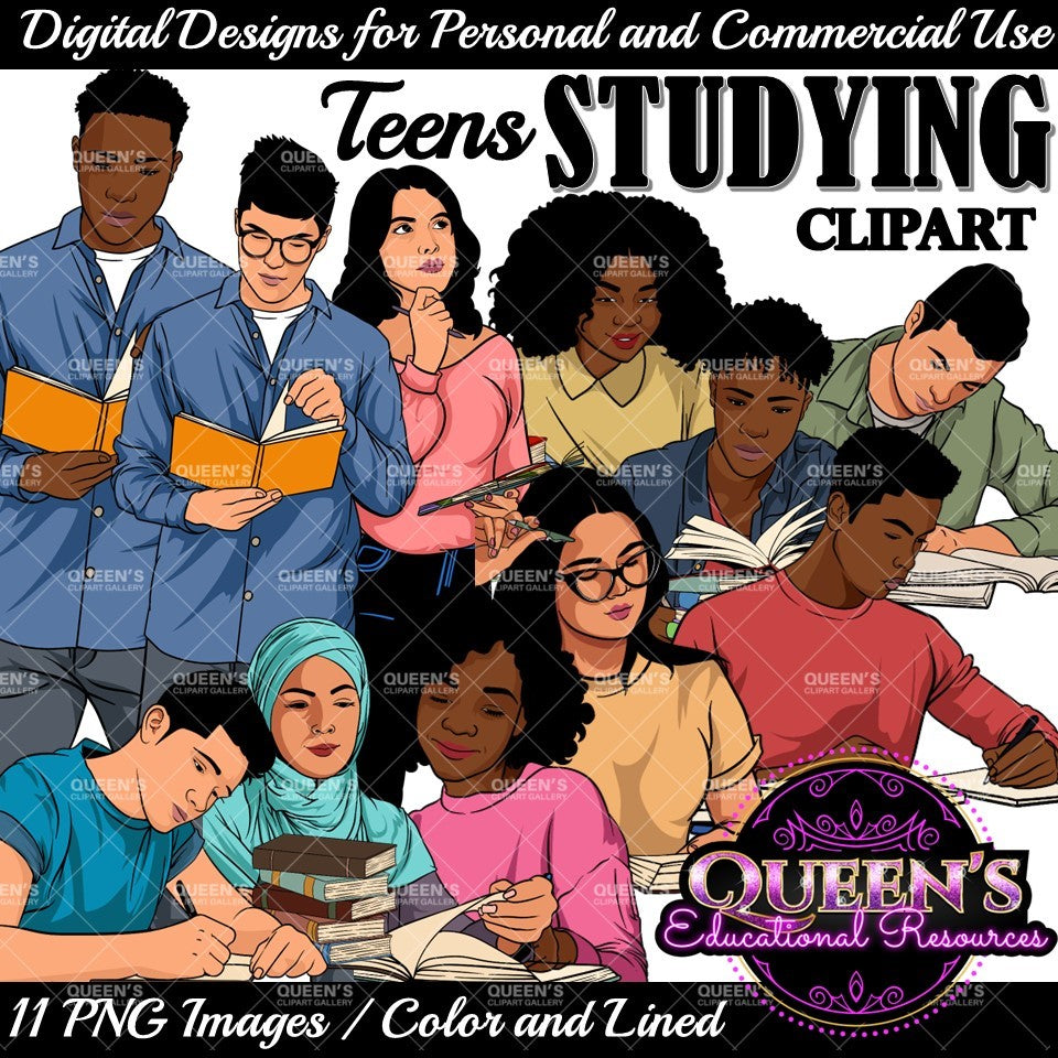 High School Teen Clipart Bundle | Teen Student Clipart | High School Students PNG | Diverse Teenagers Clipart