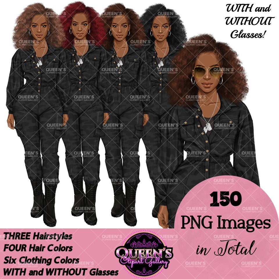 Military Female Soldier | Military Women Clipart | Female Soldier PNG Bundle | Veteran's Day Illustration