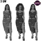 Black and white woman fashion clipart wearing elegant midi dresses with side slits, featuring long twists, afro hair and braided hairstyles, PNG images with transparent backgrounds