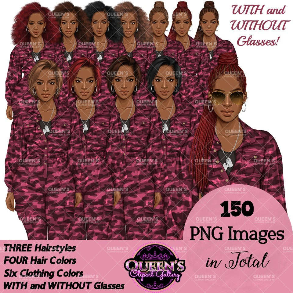 Military Female Soldier | Military Women Clipart | Female Soldier PNG Bundle | Veteran's Day Illustration