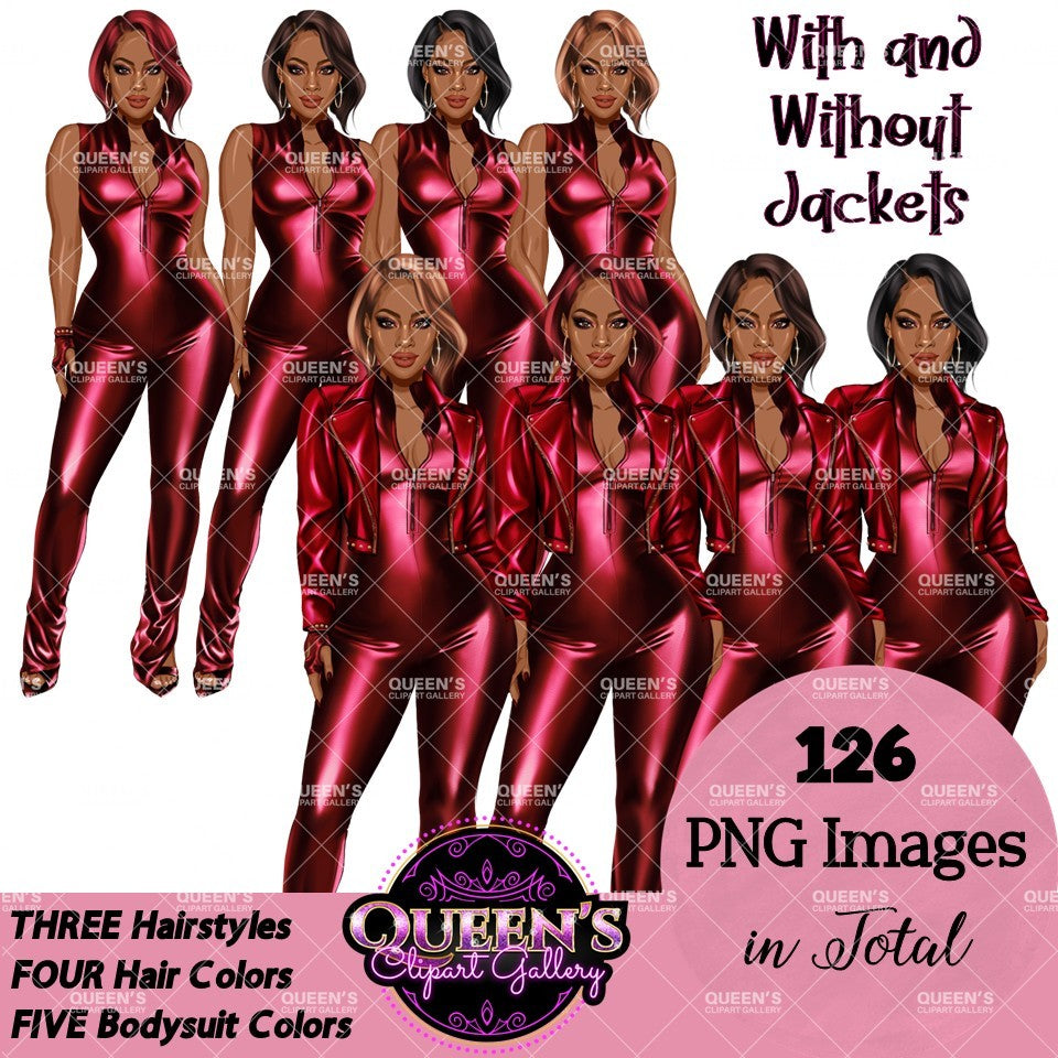 African American woman in leather bodysuit | Girl boss | Lady boss | Afro woman clipart png | Fashion girl clipart | Fashion illustration clipart | Curvy girl clipart