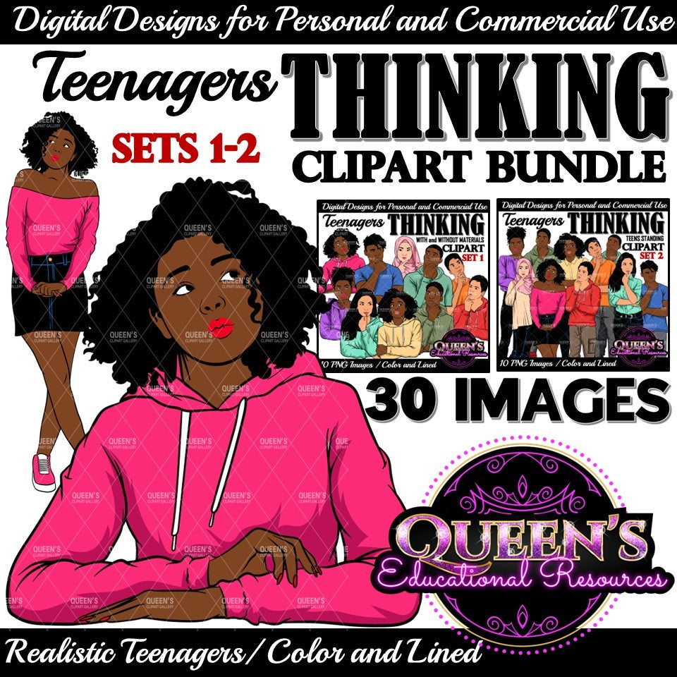 High School Teen Clipart Bundle | Teen Student Clipart | High School Students PNG | Diverse Teenagers Clipart