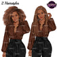 Black professional woman clipart featuring natural Afro and long braided hairstyles, brown blouse, black wide leg pants and gold jewelry.