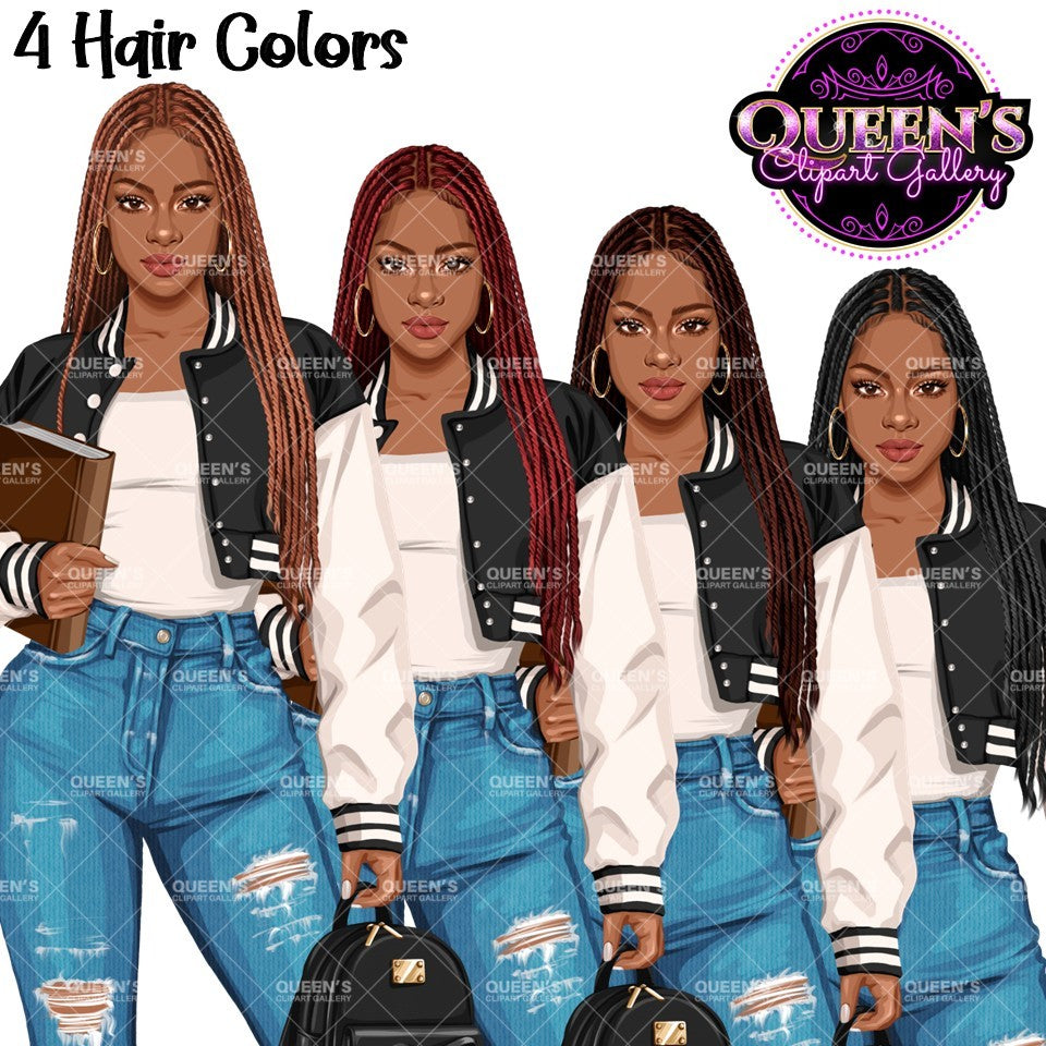 High School Teen Girl Clipart PNG | Diverse Teen Girls Clipart | Fashion Teen Girls | School Girl Graphics | Teenager PNG