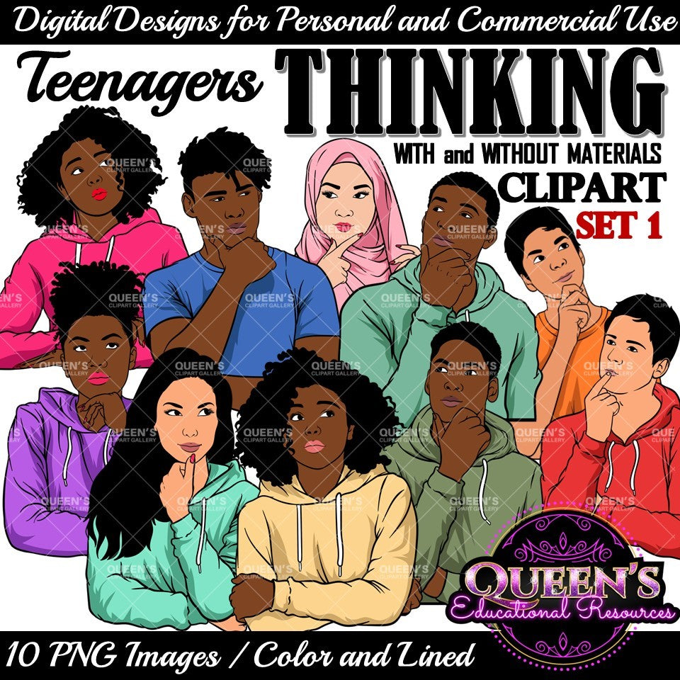 High School Teen Clipart Bundle | Teen Student Clipart | High School Students PNG | Diverse Teenagers Clipart