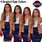 Black woman clipart with long braids in four hair colors, professional business attire PNG with transparent backgrounds.