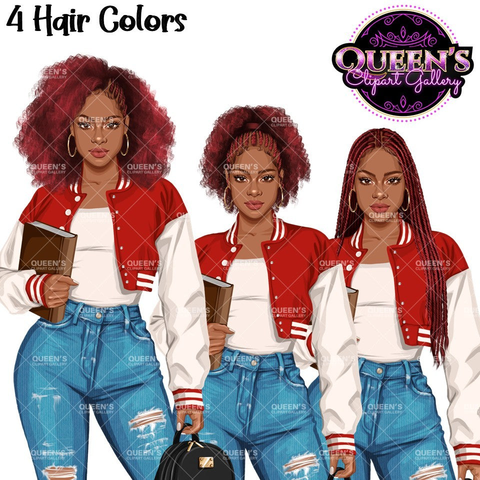 High School Teen Girl Clipart PNG | Diverse Teen Girls Clipart | Fashion Teen Girls | School Girl Graphics | Teenager PNG