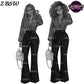Black and white business woman clipart featuring Afro and long braided hairstyles, blouse, wide leg pants and handbag, boss lady PNG images.