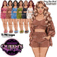Fuzzy pajama girl clipart collection featuring fashionable women in cozy crop tops, fuzzy shorts, cardigans and slippers in multiple colors and hairstyles, PNG clipart with transparent backgrounds.