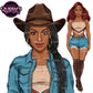 Country Girl Clipart Bundle PNG | Cowgirl Woman Clipart Bundle | Western Fashion Women PNG | Afro and White Cowgirl Clipart