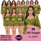 Green pajama girl clipart featuring fashionable women wearing fuzzy lounge wear with crop tops, drawstring shorts and cozy cardigans in multiple hairstyles and hair colors, PNG clipart with transparent backgrounds.