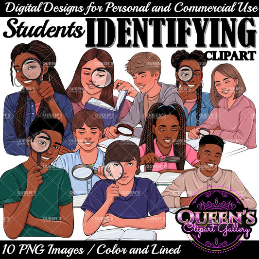 Students Identifying Clipart | Magnify Glass Clipart | High School Teenagers | Teen Clipart | Teenagers Clipart