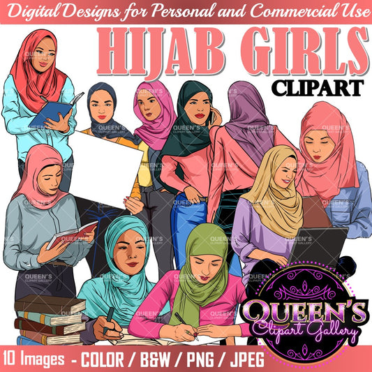 Hijab girls, Hijab Women Clipart, Girls in hijabs, Teenagers, Studying, Teens reading, Teens writing, Teen clipart, Muslim woman, Hijabs