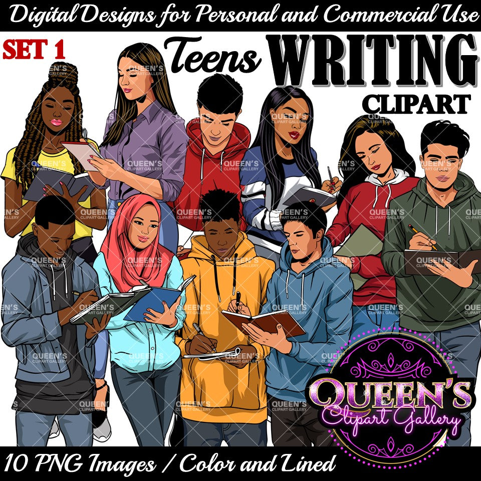High School Teens Writing Clipart | Teens Writing Clipart | Teenager Clipart