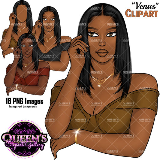 Black Woman Clipart PNG | Fashion Woman Clipart | Afro Woman Clipart | Black Girl Magic | Afro Girl