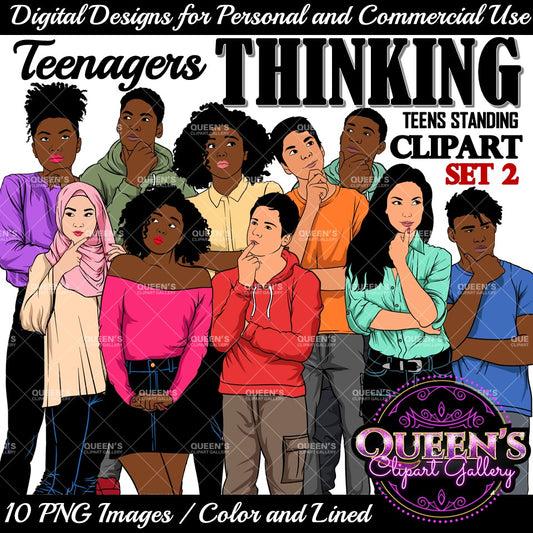 Teenagers, Male Teen Clipart, Female Teen Clipart, Teenager Girl Clipart, Teenager Boy Clipart, Student Boy Clipart, Teens Thinking, Student