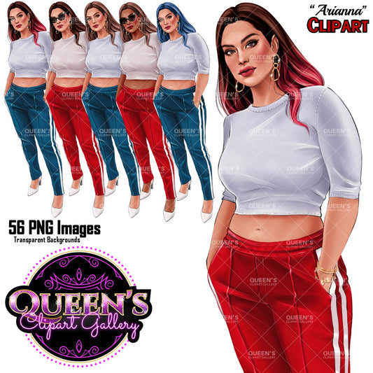 Fashion Woman Clipart | Woman Clipart PNG | Sporty Woman Illustration | Modern Woman Fashion Clipart | Trendy Girl Illustration