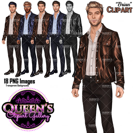 Male Clipart | Fashion Man PNG | Handsome Man Illustration | Male Clipart | Man in Leather Jacket Illustration