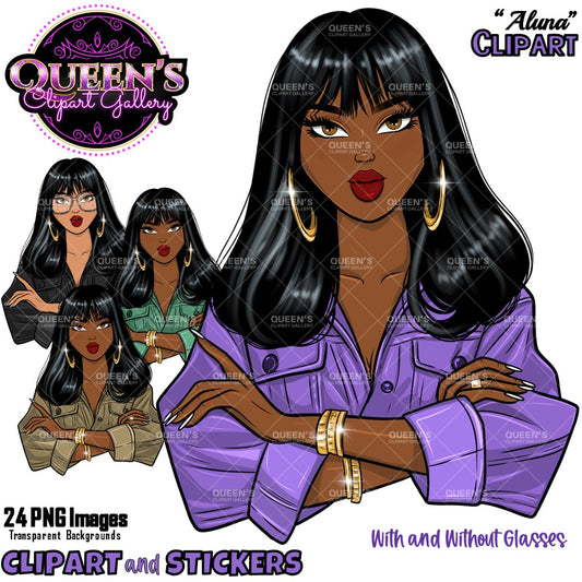 Fashion Clipart | Black Girl Magic Clipart | Black Girl Clipart | Afro Girl Clipart | Afro Woman | Business Woman | Girl Boss Clipart