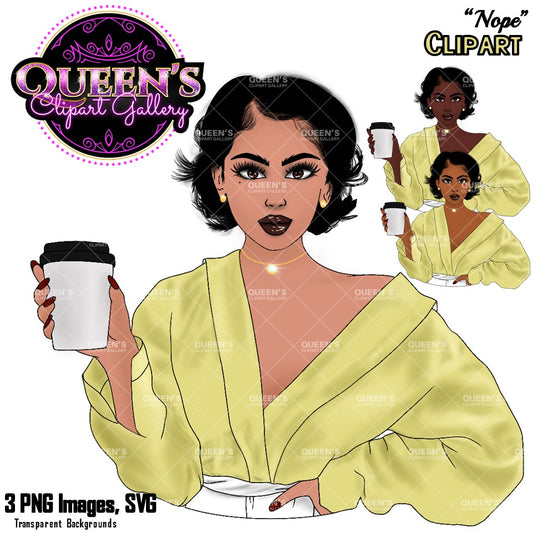 Afro girl clipart | Black woman clipart | Black girl magic | Fashion clipart | Woman drinks coffee | Black girl | Relax at home | Coffee