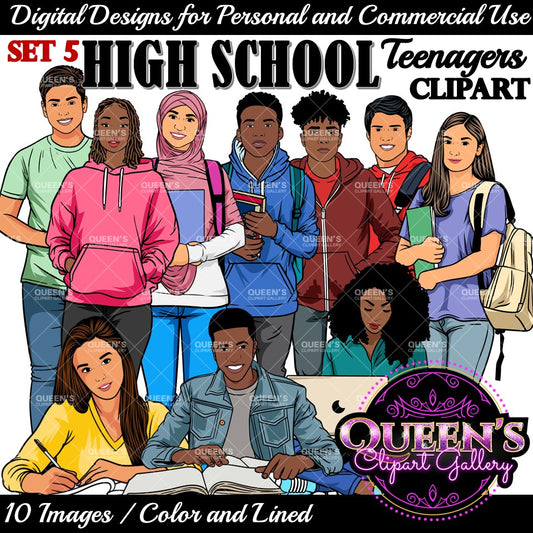 Teenagers, High school students, Teenagers in school, Back to school, Students, Teens reading, Teenager girl clipart, African American Teen