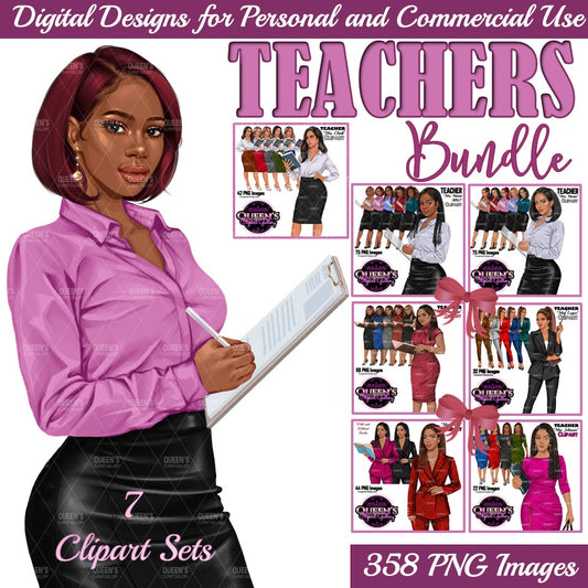 Teacher Clipart Mega Bundle | Female Educators PNG | Professional Woman Illustration | Afro Woman Clipart | Fashion Girl