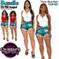 Black woman and woman clipart wearing distressed denim shorts and sleeveless summer tops with long hair, braids and natural afro hairstyles, diverse fashion girl PNG collection with transparent backgrounds