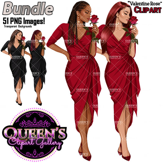 Valentine's Day rose, Afro woman in red dress, Valentine clipart, Fashion Illustration, Fashion girl png, Red rose, Love, Girl boss planner, Love