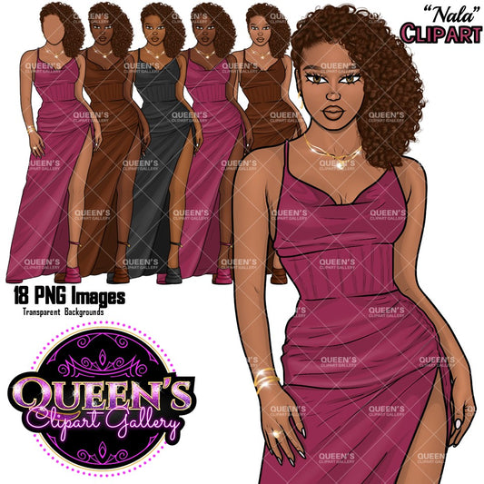 Black girl PNG, Afro girl clipart, Elegant dress, Black woman clipart, Black girl magic, Fashion girl clipart, Girl boss clipart, Curvy girl