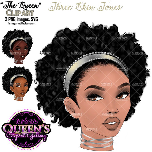 Black Queen Clipart | Afro Woman | Natural Hair Clipart | Black Girl Magic Illustration | Beautiful Black Girl Magic Melanin Black Woman