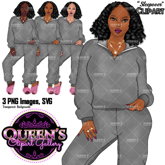 Afro girl clipart | Pajamas clipart | Black woman clipart | Black girl magic | Fashion girl clipart | Girl boss clipart | Black girl png