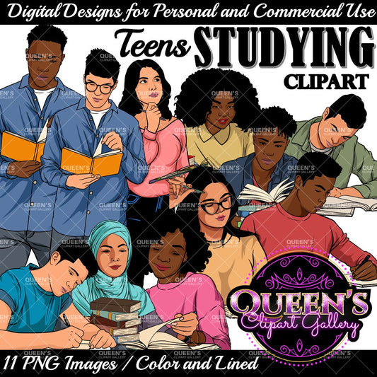 Teen Clipart | Teenagers Studying | Teenagers Reading | Teens Studying |  Teenagers Clipart