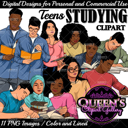 Teen Clipart | Teenagers Studying | Teenagers Reading | Teens Studying | Teenagers Clipart
