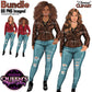 Curvy woman clipart bundle featuring Black and White women in leather jackets and ripped jeans with transparent backgrounds.