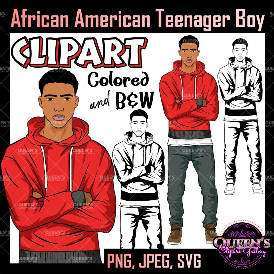 African American Teen Boy Clipart | Black Teenager Clipart | High School Student Clipart | Teenager Boy PNG