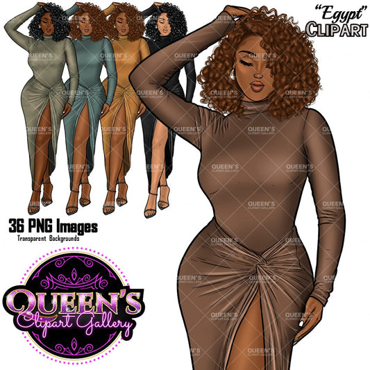 Afro Girl Clipart, Afro Woman Clipart, Fashion Girl Clipart, Fashion Illustration Clipart, Black Girl Magic, Girl Boss, African American